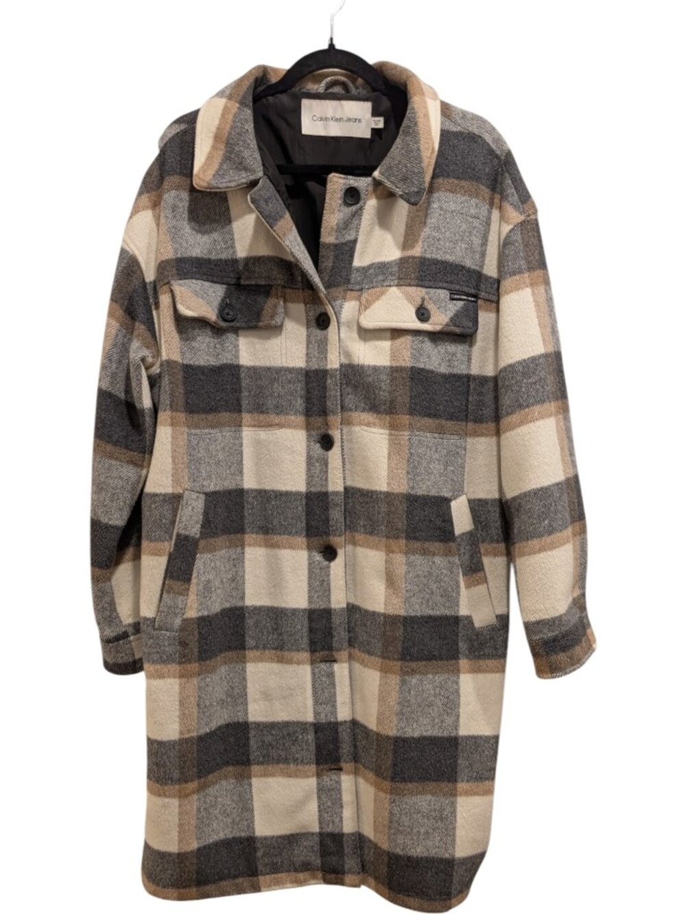 Calvin Klein Jeans Long Plaid Button-Down Shacket | XL